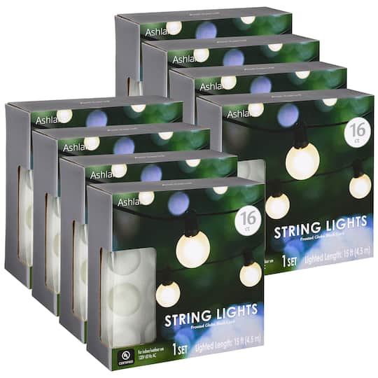 8 Pack: 16ct. Frosted Globe String Lights by Ashland&#x2122;